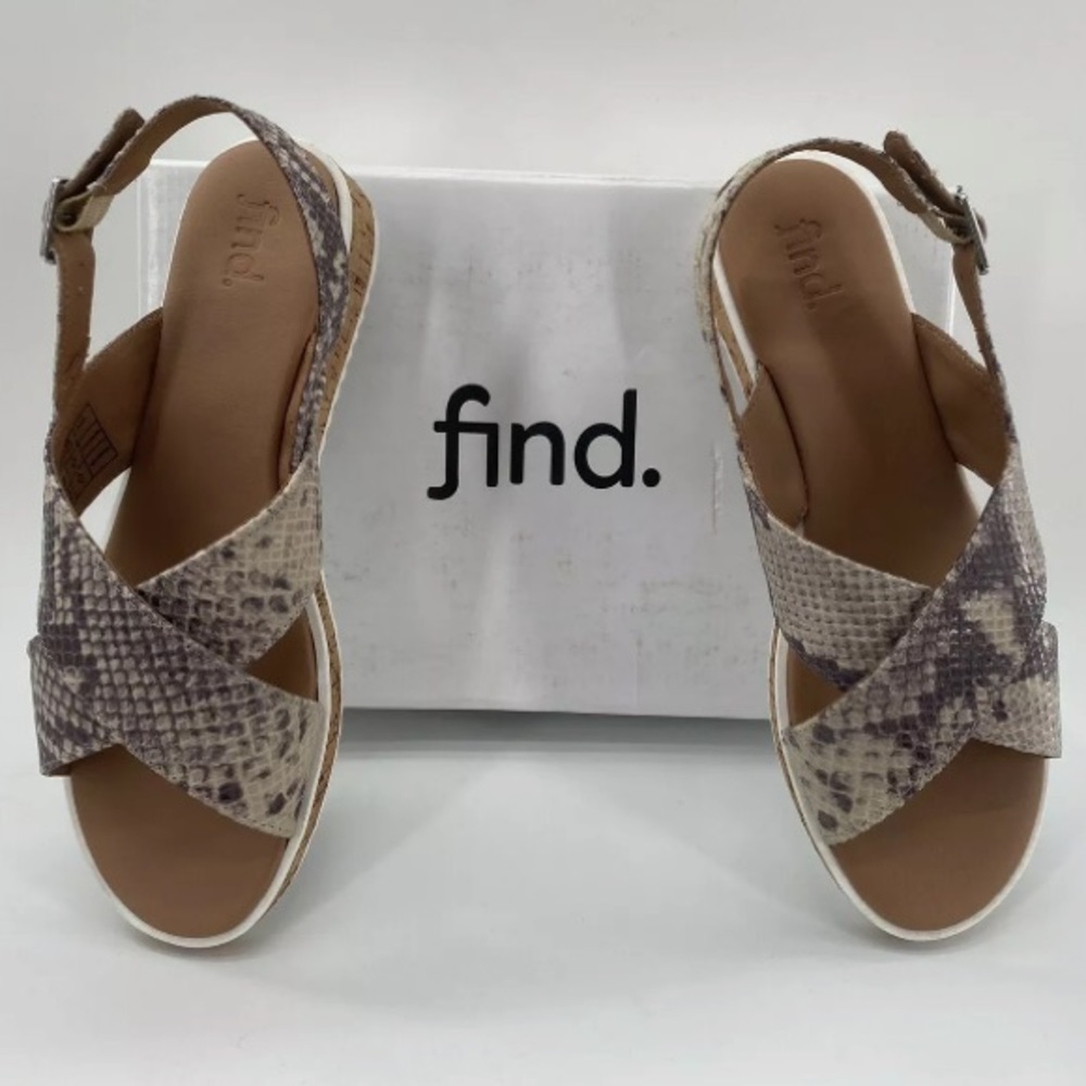 Amazon Brand - find. Women's Crossover Cork Sole Leather, Beige, Size 9.0 MUFw